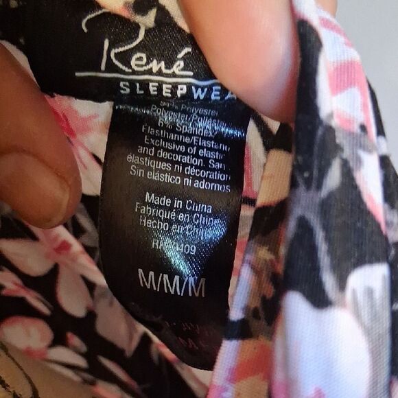 Renè Rofè Floral Black and Pink Nightgown Kimono Set Size Medium - Picture 11 of 12